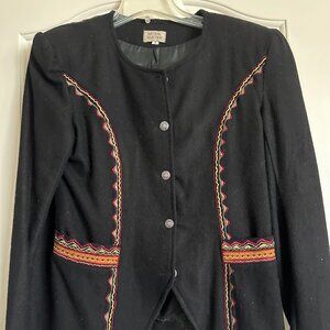 Black Coat with "Embroidered" Accent